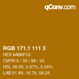 カラーコード: RGB 171.1 111 3 | qconv.com