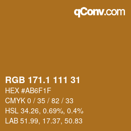 カラーコード: RGB 171.1 111 31 | qconv.com