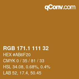 カラーコード: RGB 171.1 111 32 | qconv.com