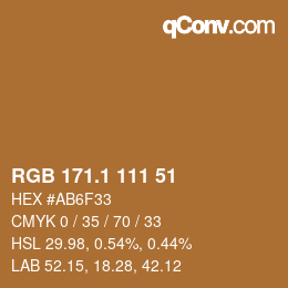 カラーコード: RGB 171.1 111 51 | qconv.com