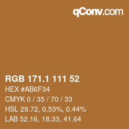 カラーコード: RGB 171.1 111 52 | qconv.com