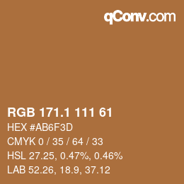 カラーコード: RGB 171.1 111 61 | qconv.com