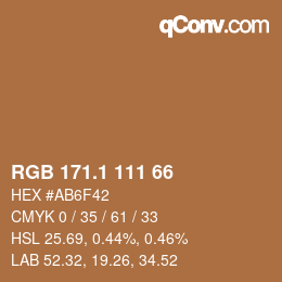 カラーコード: RGB 171.1 111 66 | qconv.com