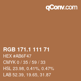 カラーコード: RGB 171.1 111 71 | qconv.com