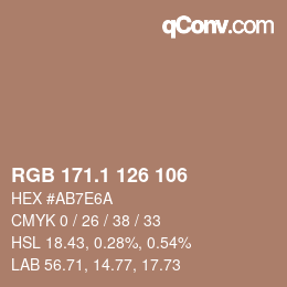 カラーコード: RGB 171.1 126 106 | qconv.com