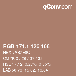 カラーコード: RGB 171.1 126 108 | qconv.com