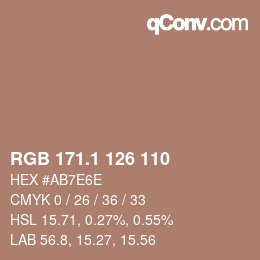 カラーコード: RGB 171.1 126 110 | qconv.com