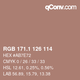 カラーコード: RGB 171.1 126 114 | qconv.com