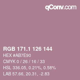 カラーコード: RGB 171.1 126 144 | qconv.com
