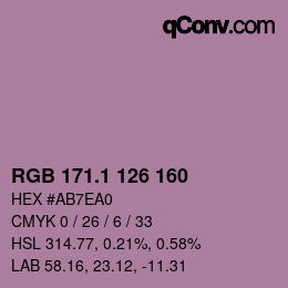 カラーコード: RGB 171.1 126 160 | qconv.com