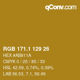 カラーコード: RGB 171.1 129 26 | qconv.com
