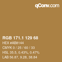 カラーコード: RGB 171.1 129 68 | qconv.com