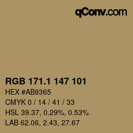 カラーコード: RGB 171.1 147 101 | qconv.com