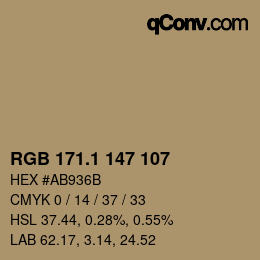 カラーコード: RGB 171.1 147 107 | qconv.com