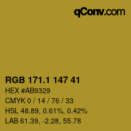 カラーコード: RGB 171.1 147 41 | qconv.com