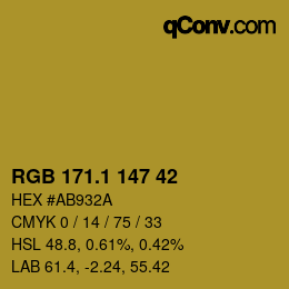 カラーコード: RGB 171.1 147 42 | qconv.com