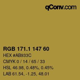 カラーコード: RGB 171.1 147 60 | qconv.com