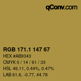 カラーコード: RGB 171.1 147 67 | qconv.com