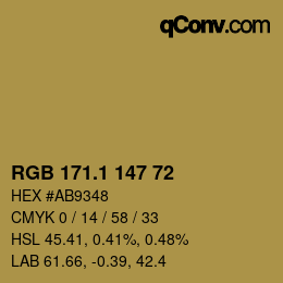 カラーコード: RGB 171.1 147 72 | qconv.com
