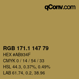 カラーコード: RGB 171.1 147 79 | qconv.com
