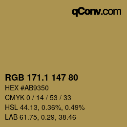 Color code: RGB 171.1 147 80 | qconv.com