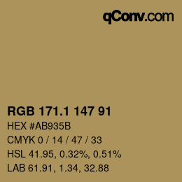 カラーコード: RGB 171.1 147 91 | qconv.com