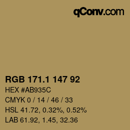 カラーコード: RGB 171.1 147 92 | qconv.com