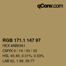 カラーコード: RGB 171.1 147 97 | qconv.com