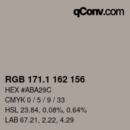 Color code: RGB 171.1 162 156 | qconv.com