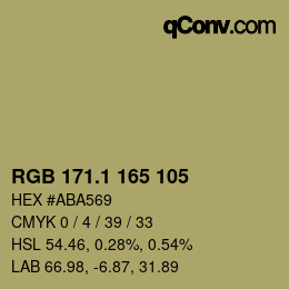 カラーコード: RGB 171.1 165 105 | qconv.com