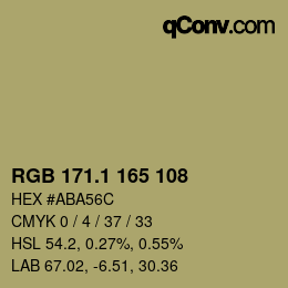カラーコード: RGB 171.1 165 108 | qconv.com
