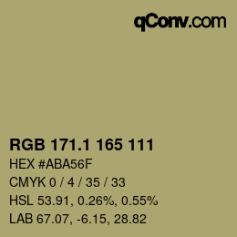 カラーコード: RGB 171.1 165 111 | qconv.com