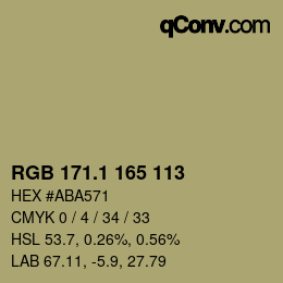 Color code: RGB 171.1 165 113 | qconv.com