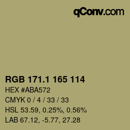 カラーコード: RGB 171.1 165 114 | qconv.com