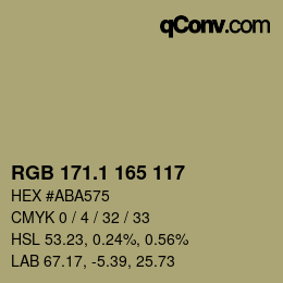 カラーコード: RGB 171.1 165 117 | qconv.com