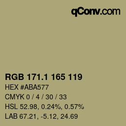 カラーコード: RGB 171.1 165 119 | qconv.com