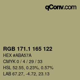 カラーコード: RGB 171.1 165 122 | qconv.com