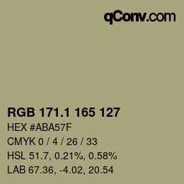 Color code: RGB 171.1 165 127 | qconv.com