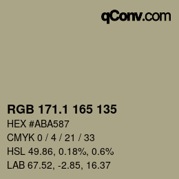 カラーコード: RGB 171.1 165 135 | qconv.com