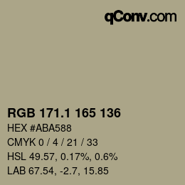 カラーコード: RGB 171.1 165 136 | qconv.com