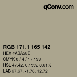 カラーコード: RGB 171.1 165 142 | qconv.com