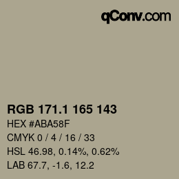 カラーコード: RGB 171.1 165 143 | qconv.com
