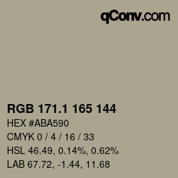 カラーコード: RGB 171.1 165 144 | qconv.com