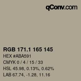 Color code: RGB 171.1 165 145 | qconv.com