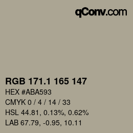 カラーコード: RGB 171.1 165 147 | qconv.com