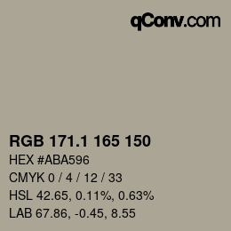 Color code: RGB 171.1 165 150 | qconv.com