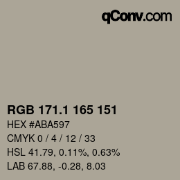 カラーコード: RGB 171.1 165 151 | qconv.com