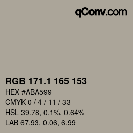 カラーコード: RGB 171.1 165 153 | qconv.com