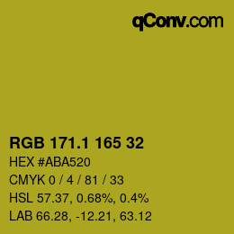 カラーコード: RGB 171.1 165 32 | qconv.com