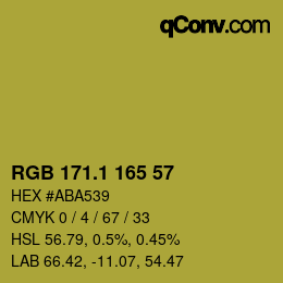 カラーコード: RGB 171.1 165 57 | qconv.com